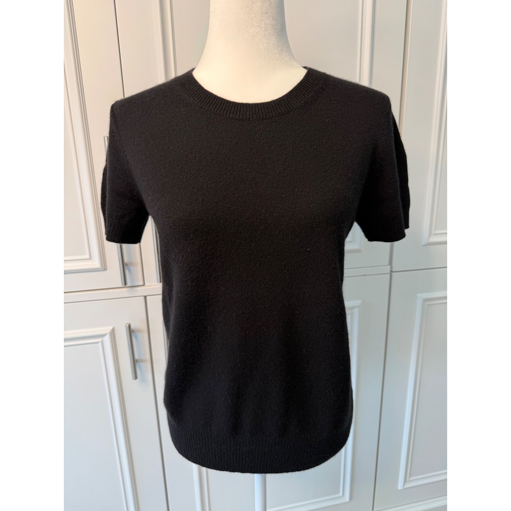 Theory Tolleree Short Sleeve Sweater Women S Black Excellent 100% Cashmere Knit